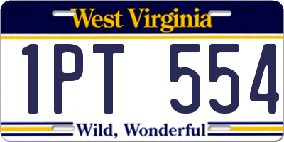 WV license plate 1PT554