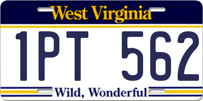 WV license plate 1PT562