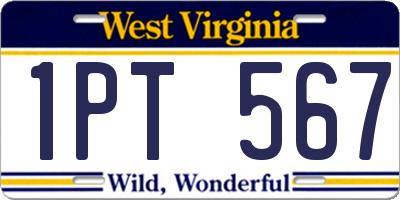 WV license plate 1PT567