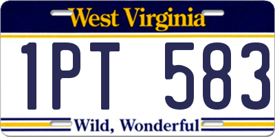 WV license plate 1PT583