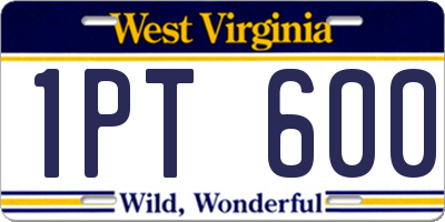 WV license plate 1PT600