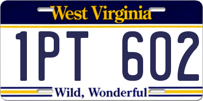 WV license plate 1PT602