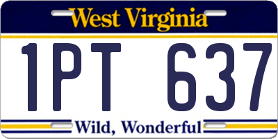 WV license plate 1PT637