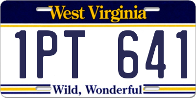 WV license plate 1PT641