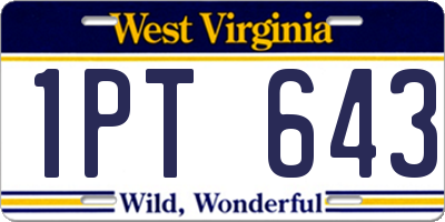 WV license plate 1PT643