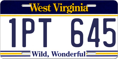 WV license plate 1PT645