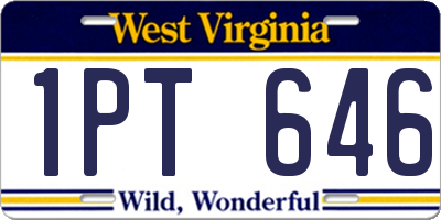 WV license plate 1PT646