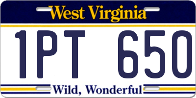 WV license plate 1PT650