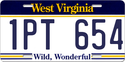 WV license plate 1PT654
