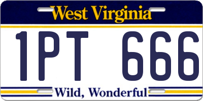 WV license plate 1PT666