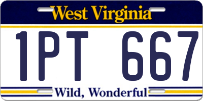WV license plate 1PT667