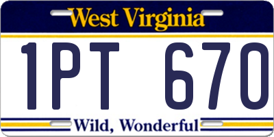 WV license plate 1PT670