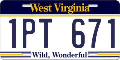 WV license plate 1PT671