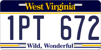 WV license plate 1PT672