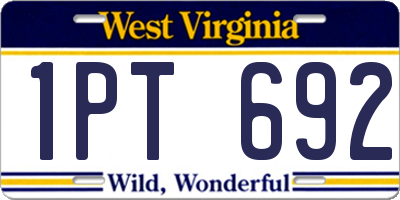 WV license plate 1PT692