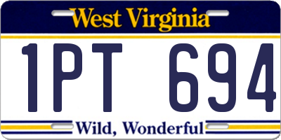 WV license plate 1PT694