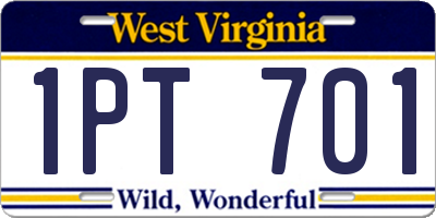 WV license plate 1PT701