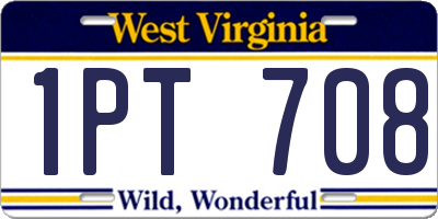 WV license plate 1PT708