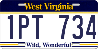 WV license plate 1PT734