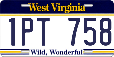 WV license plate 1PT758