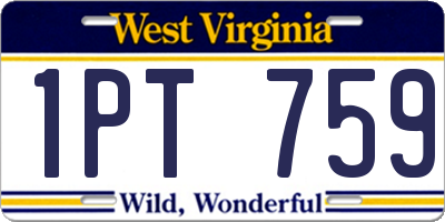 WV license plate 1PT759