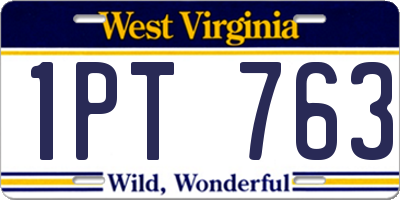 WV license plate 1PT763