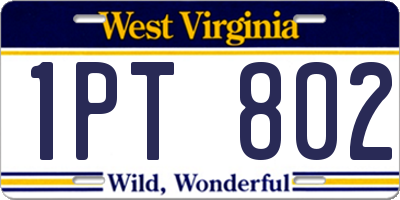 WV license plate 1PT802