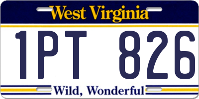 WV license plate 1PT826
