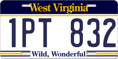 WV license plate 1PT832