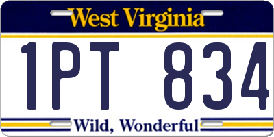 WV license plate 1PT834