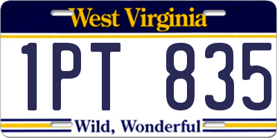 WV license plate 1PT835