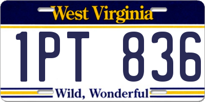 WV license plate 1PT836