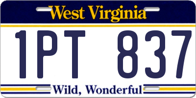 WV license plate 1PT837