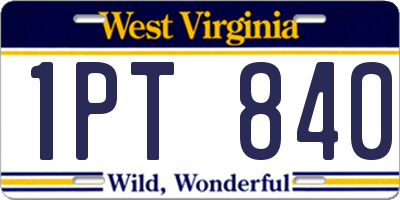 WV license plate 1PT840