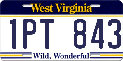 WV license plate 1PT843