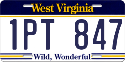 WV license plate 1PT847