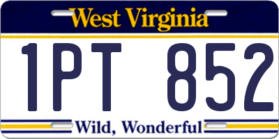 WV license plate 1PT852