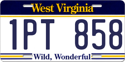 WV license plate 1PT858