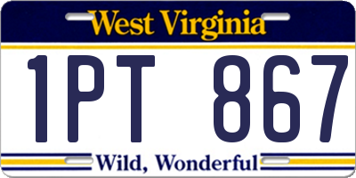 WV license plate 1PT867