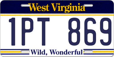 WV license plate 1PT869