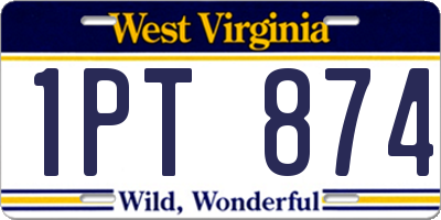 WV license plate 1PT874