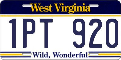 WV license plate 1PT920