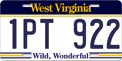 WV license plate 1PT922