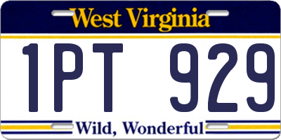 WV license plate 1PT929