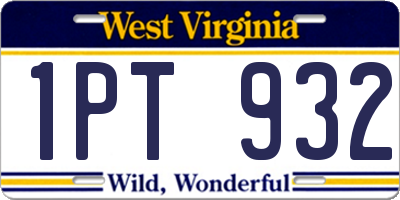 WV license plate 1PT932