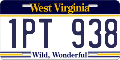 WV license plate 1PT938
