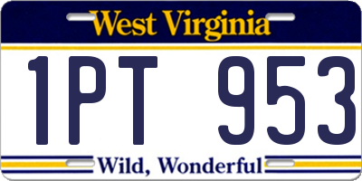 WV license plate 1PT953