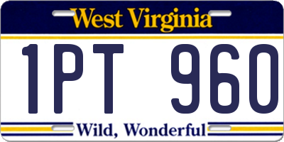 WV license plate 1PT960