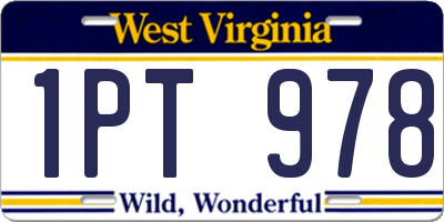 WV license plate 1PT978