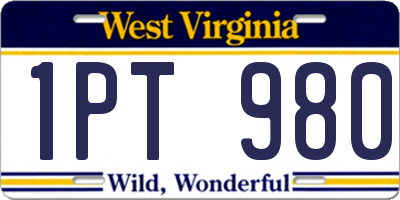 WV license plate 1PT980